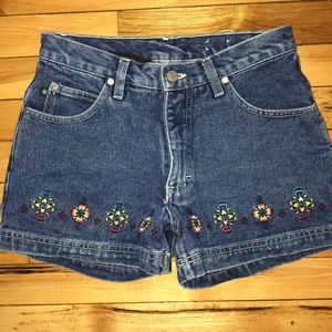 Boho festival vintage jean denim shorts rainbow